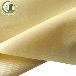 Vải da simili PVC - vải giả da may túi, làm dép, bọc ghế sofa - [ 1 mét x khổ 1,4m ] màu vàng có vân