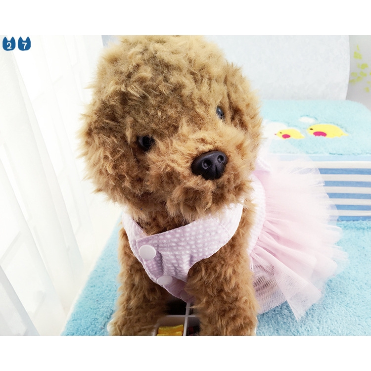 Đầm Hai Dây Họa Tiết Kẻ Sọc Cỡ Nhỏ Vừa Và Vừa 27Pets} Cho Cún Cưng