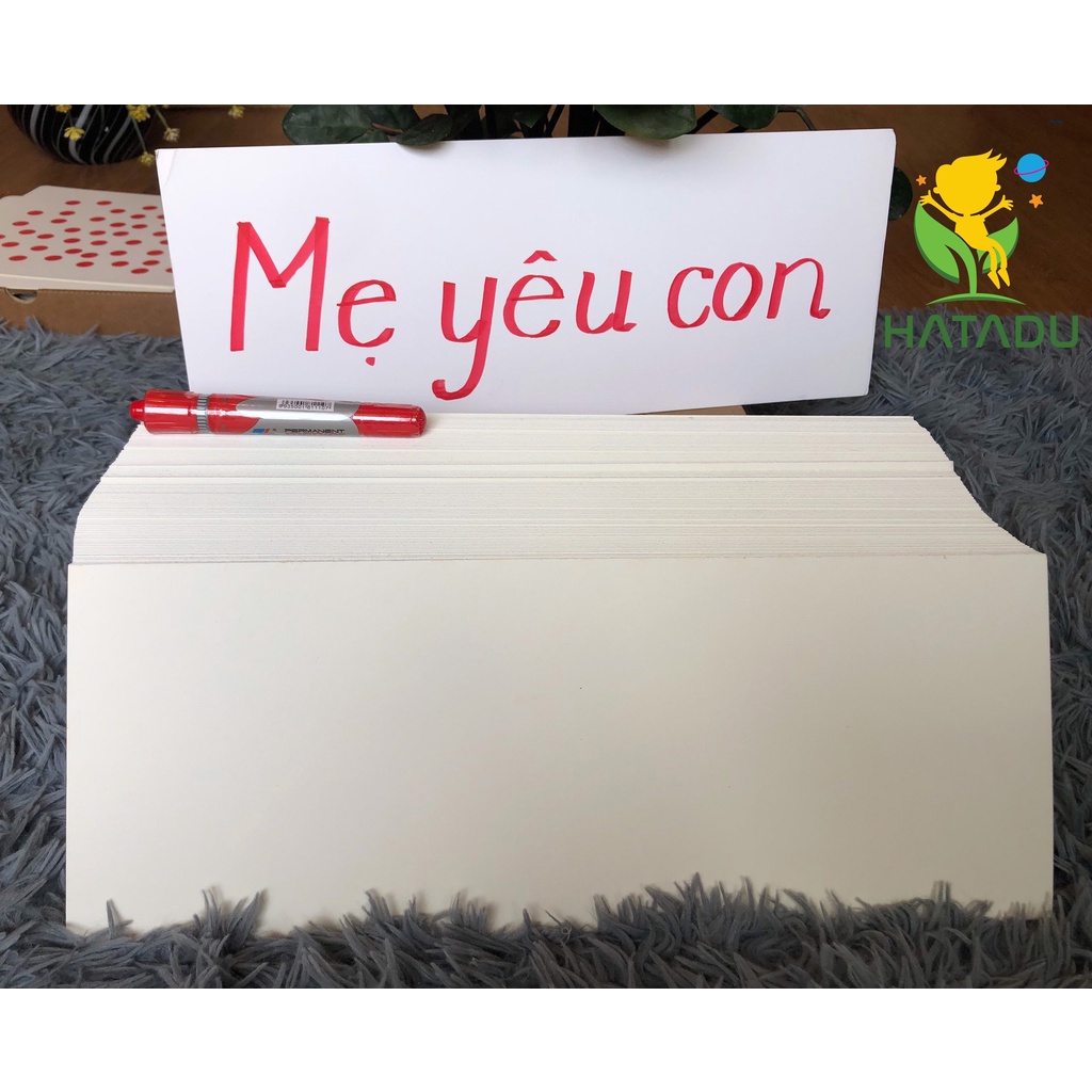 Flash Card  15x40cm Thẻ trắng giúp con biết đọc - viết sớm - Có video hướng dẫn chi tiết