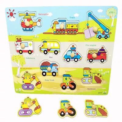 Đồ chơi Lắp ráp bằng Núm gỗ cho Bé(23x30x0.5cm )