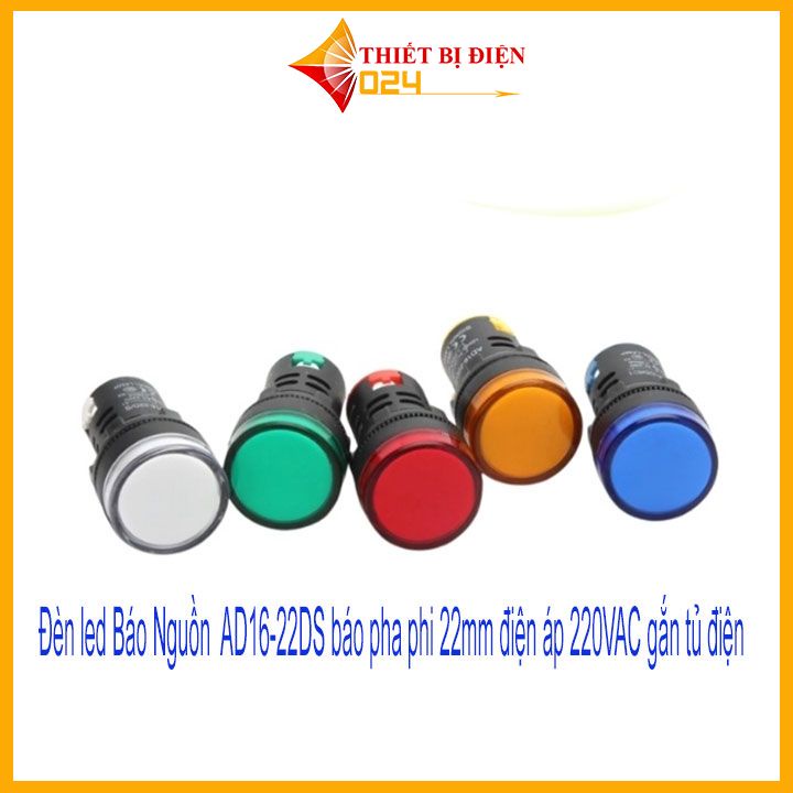 Đèn led Báo Nguồn  AD16-22DS báo pha phi 22mm điện áp 220VAC gắn tủ điện