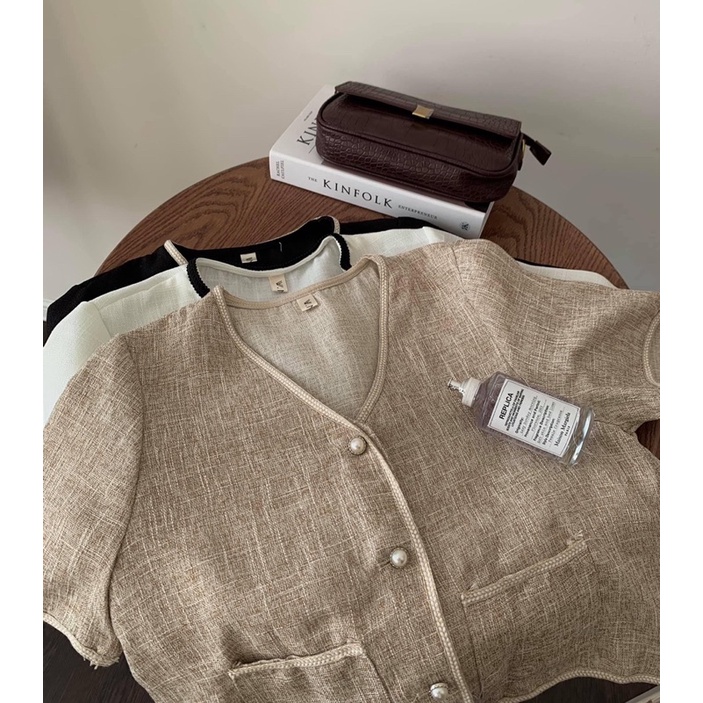 2807 ÁO TWEED CỔ TIM VIỀN ÁO