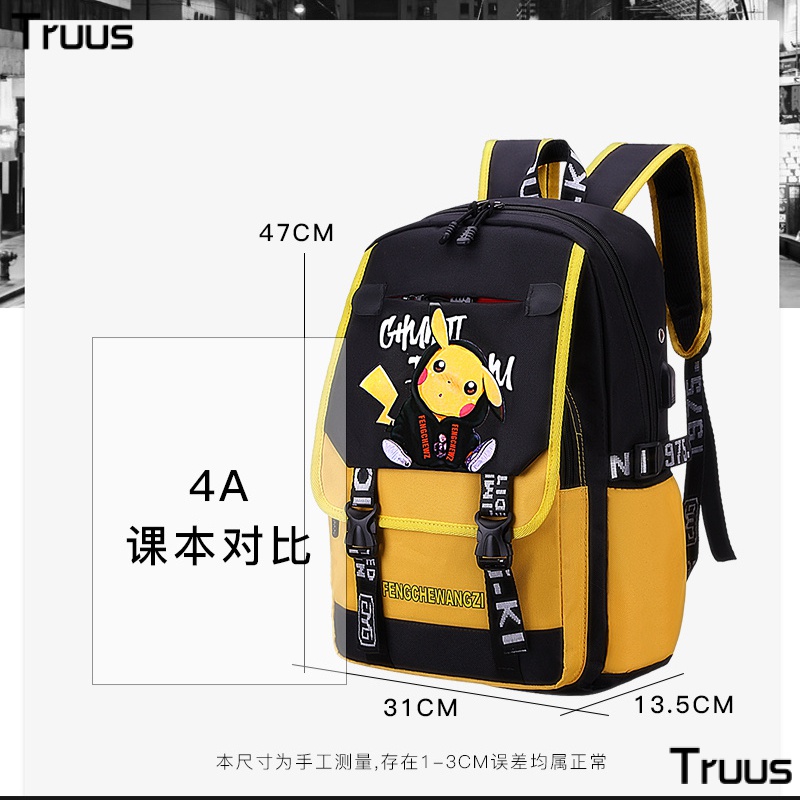 Ba Lô Đi Học Siêu Nhẹ In Họa Tiết Hoạt Hình Pikachu Dễ Thương Thời Trang Cho Bé Trai Và Gái M8TI