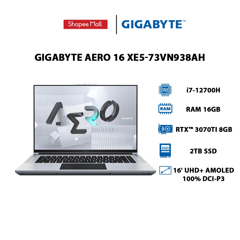 Laptop Gigabyte AERO 16 XE5-73VN938AH i7-12700H|2TB|GeForce RTX™ 3070Ti|15.6' UHD AMOLED