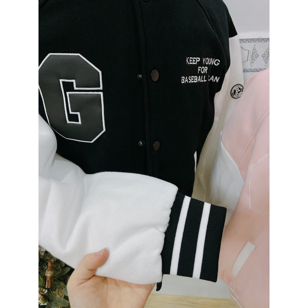 ÁO KHOÁC MLBNY BOMBER LOGO CHƯ G - KHOÁC NỈ UNISEX NAM NỮ - HÀNG CÓ SẴN