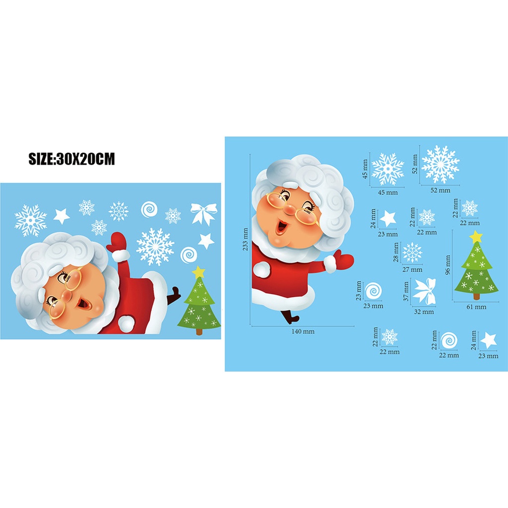 Decal dán cửa kính 30x20cm hoạ tiết giáng sinh