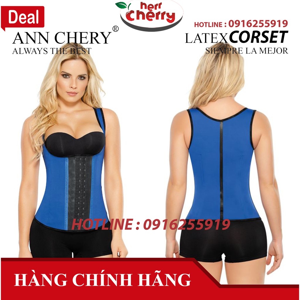 Đai nịt bụng giảm mỡ Ann Chery 2022 Blue 3 Hooks Fajas Latex Vest