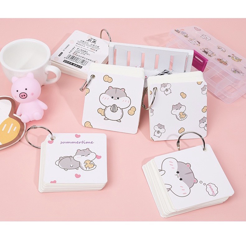 FlashCard (80 tờ) Bộ Thẻ Ghi Chú, Ghi Nhớ Học Từ Vựng Ngoại Ngữ Mẫu Hoạt Hình Đáng Yêu