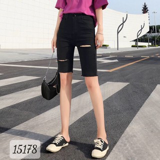 Quần ngố Biker Short BIGSIZE Quảng Châu loại 1, dài 5 tấc kiểu rách bụi - 15178