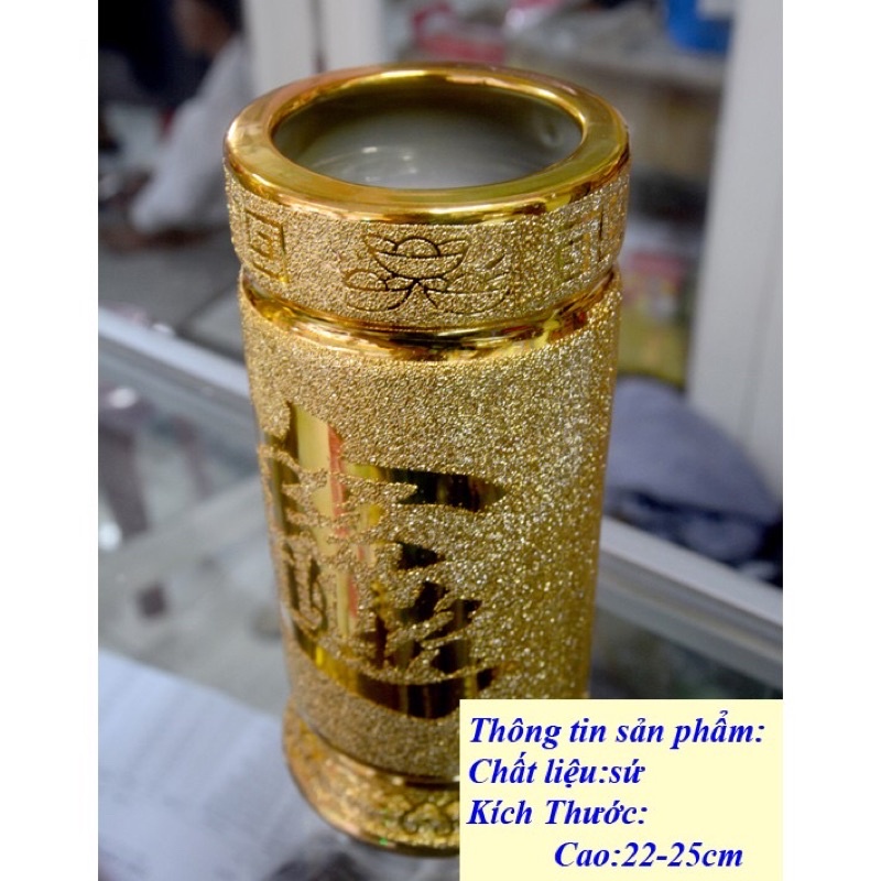 Ống đựng nhang kim sa vàng