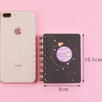 Zhishun dream planet rollover coil Lovely notebook this student portable pocket notebook mini notebook A7 small notebook Spring notebook Cute notebook bookmark paper brochure Blank paper book Coil notebook