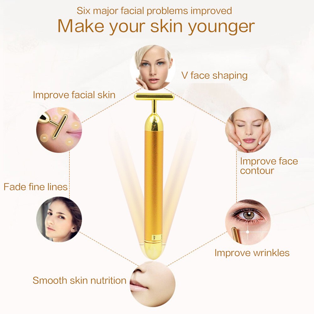 Cây lăn massage mặt SUOLAER bằng vàng 24K chăm sóc da