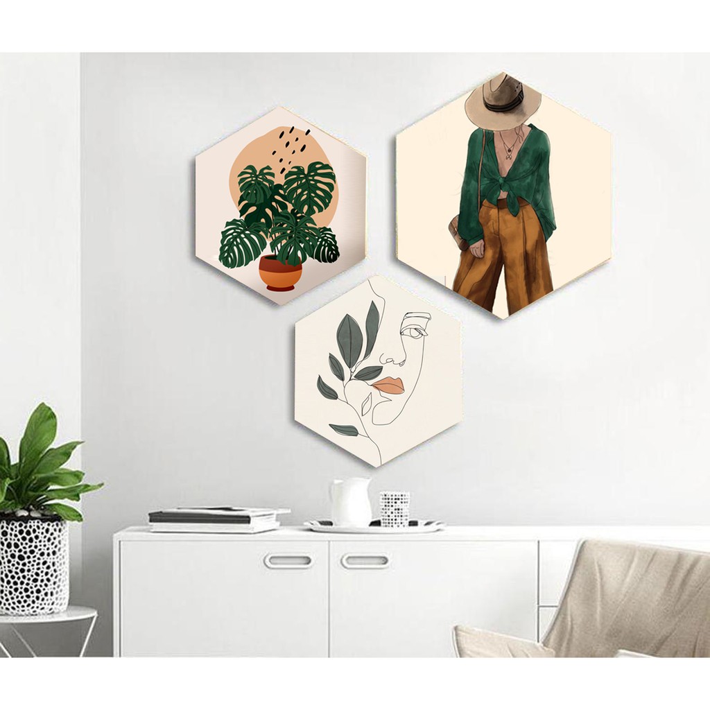 Set tranh dán tường decor lục giác | BigBuy360 - bigbuy360.vn