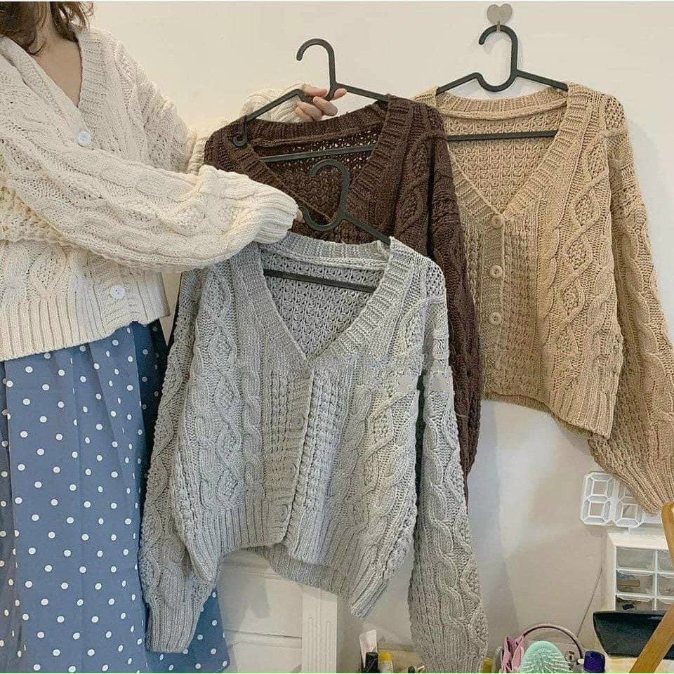 Siêu phẩm áo len cổ tim văn thừng siêu ấm áp cho mùa trở lạnh CH4