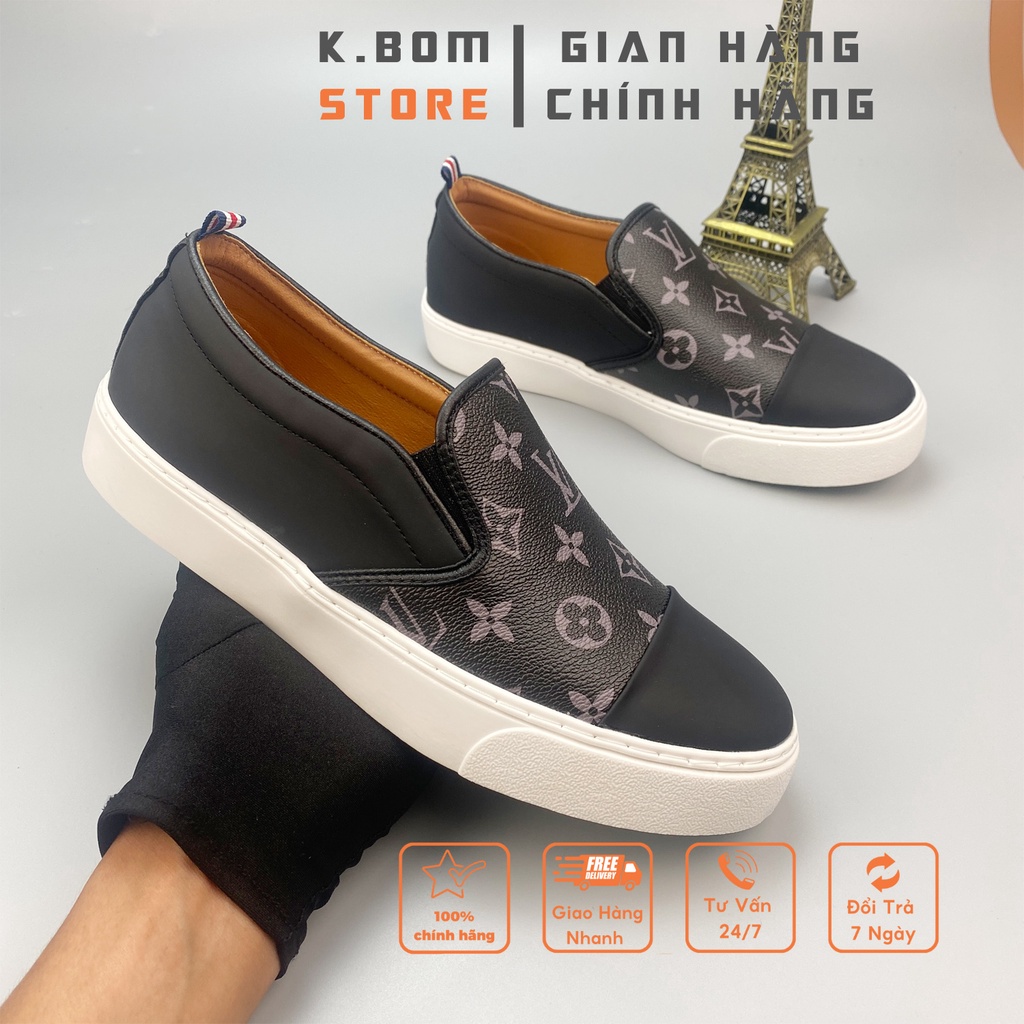 Giày Lười Nam Slipon  LV D26  - Giày Nam Đẹp In hoạ tiết