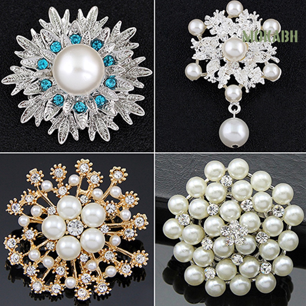 Ghim Cài Áo Hình Hoa Đính Ngọc Trai Giả Bằng Hợp Kim Dễ Phối Đồ Thời Trang Cho Nữ