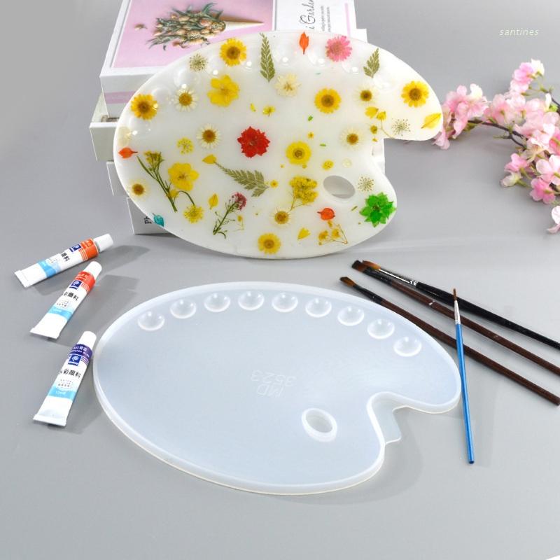 Khuôn Làm Bảng Pha Màu Nước Hình Bầu Dục Bằng Nhựa Resin Thủ Công Diy