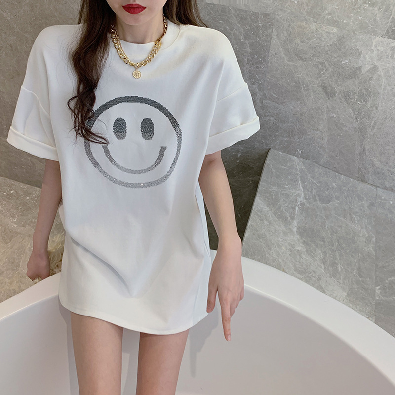 Áo thun IELGY ngắn tay cổ tròn dáng rộng thời trang Hàn Quốc cho nữ