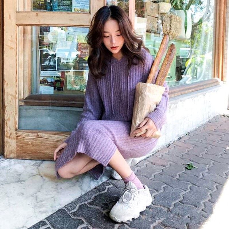 Đầm Sweater Dệt Kim Dáng Rộng Thiết Kế Thanh Lịch Cho Nữ