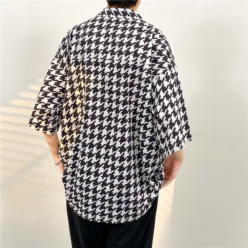 Áo Sơ Mi Tay Ngắn Dáng Rộng Sọc Ca Rô Thời Trang Trẻ Trung Cho Nam