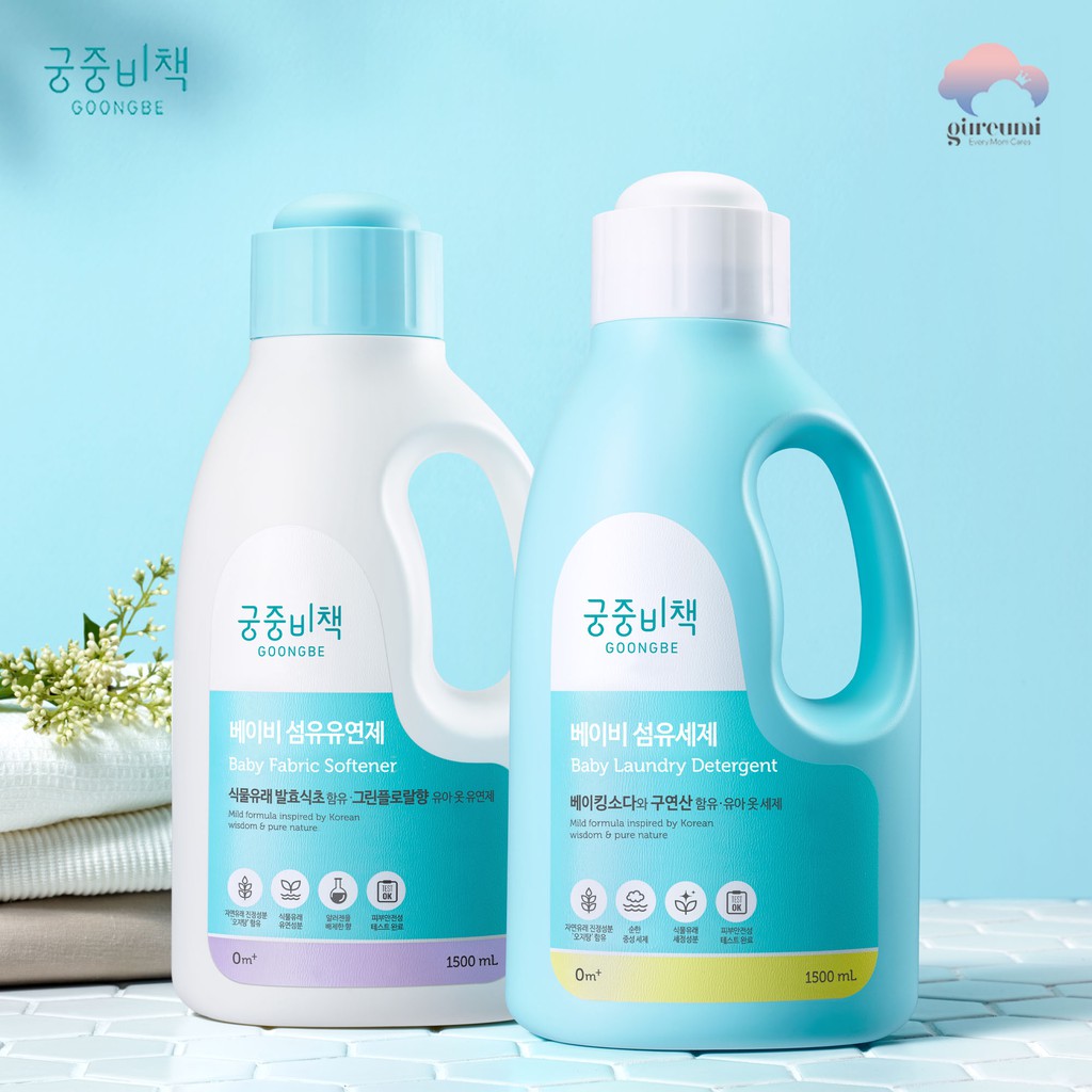 Nước giặt quần áo cho bé Hàn Quốc GOONGBE, không mùi an toàn và tiết kiệm 1,5l