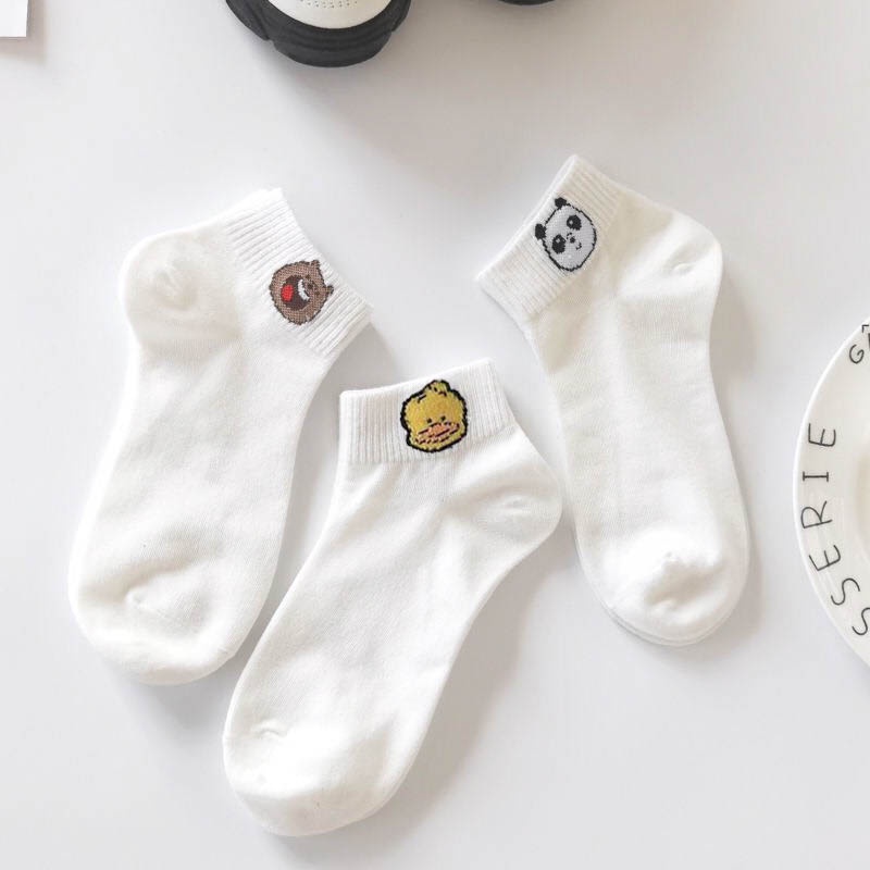 Tất cổ ngắn nữ họa tiết dễ thương, set 5 đôi tất vớ chất vải cotton chống hôi chân - Hot store