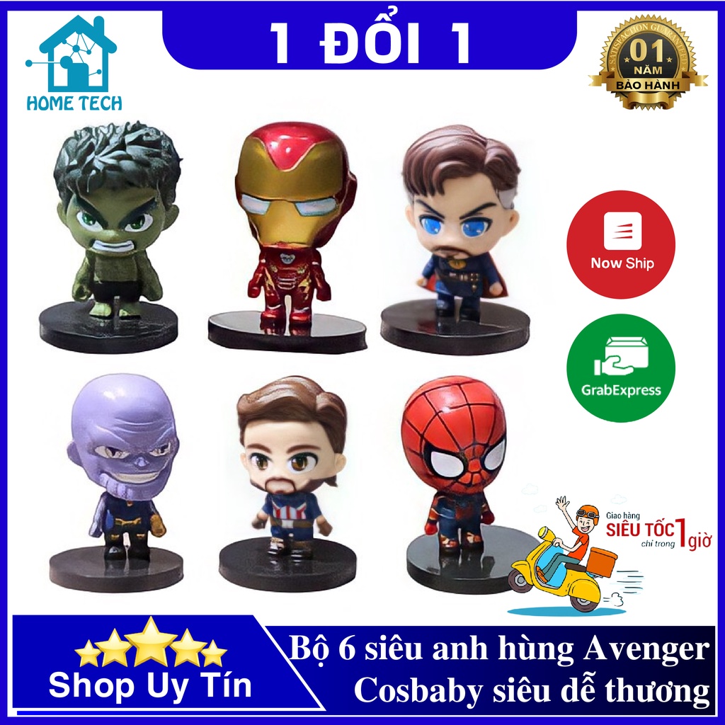 ĐỒ CHƠI  Bộ Mô Hình Mini Để Bàn đồ chơi siêu anh hùng Marvel Avenger Chibi siêu đẹp 6 nhân vật - Bộ 6 SAH mini