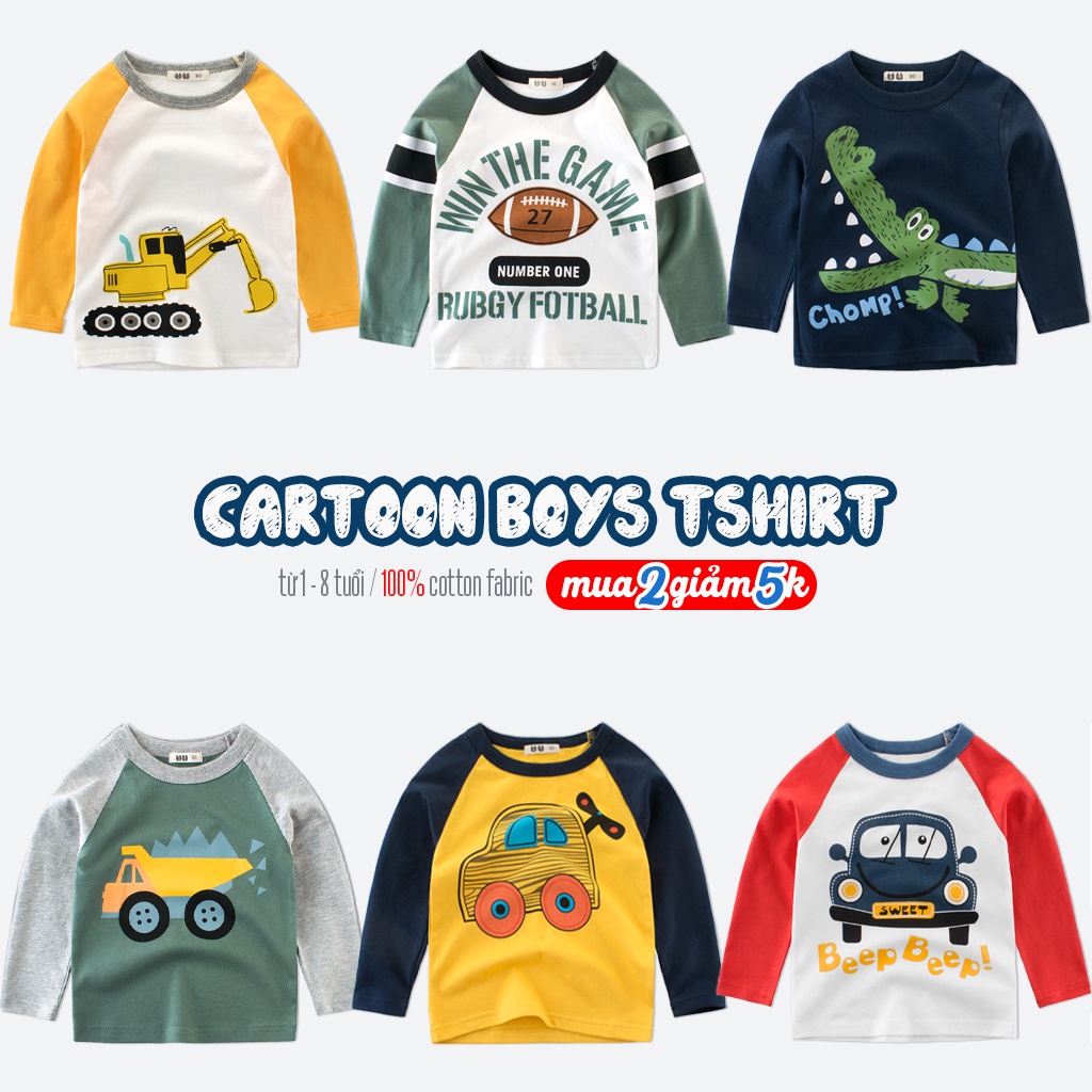 Áo dài tay cho bé EROKIDS in hình vui nhộn chất cotton hàng xuất Âu Mỹ