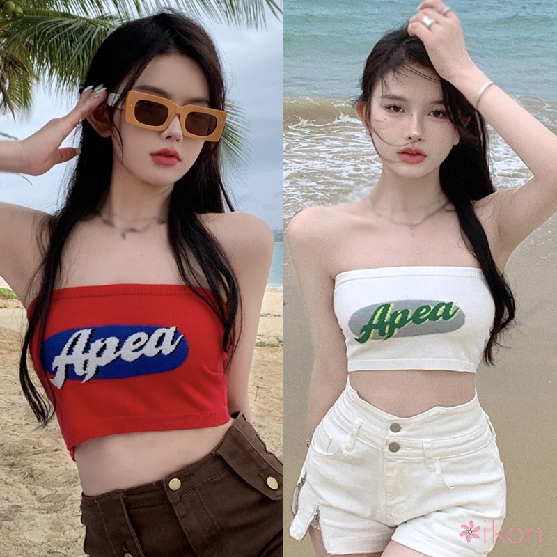 Áo Ống Dệt Kim In Chữ Quyến Rũ Cho Nữ