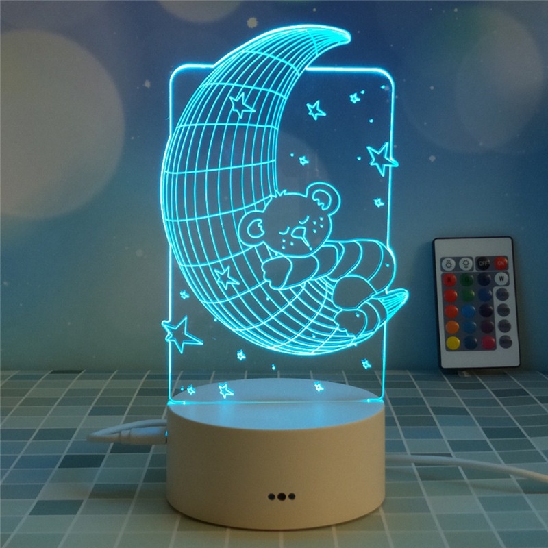 16 Màu Kèm Điều Khiển Đèn Ngủ 3D led usb Đèn Trang Trí Quà Tặng Sinh Nhật Ý Nghĩa