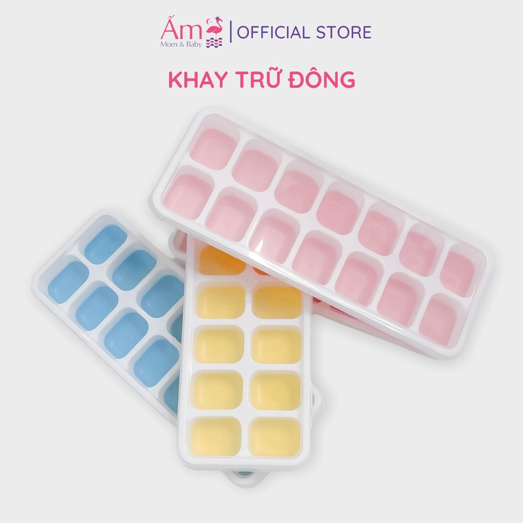 Khay Trữ Đông Đồ Ăn Dặm Silicon Cho Bé Ấm Baby Khuôn Làm Đá Bảo Quản Thức Ăn Ấm Gift Decor