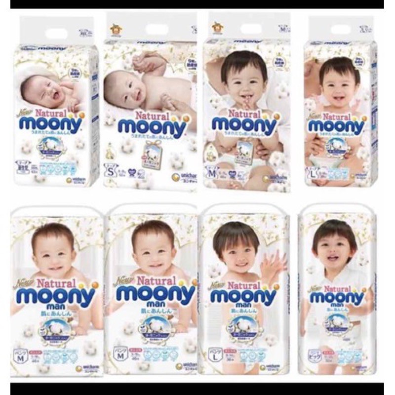 Tã bỉm MONY NATURAL Nội Địa Nhật dán/quần NB63/S58/M46/L36/XL32