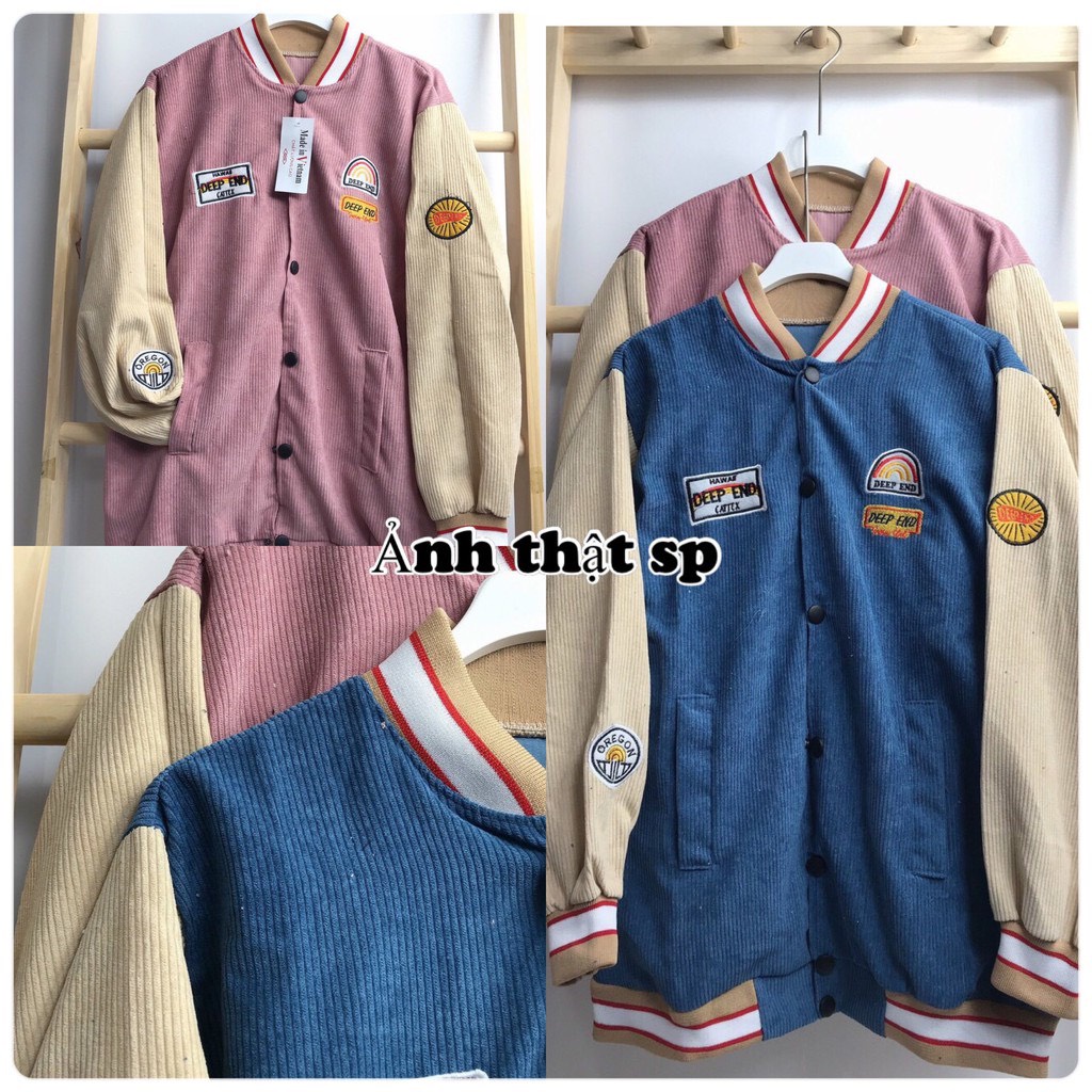 Áo Khoác Nam Nữ, Áo Khoác Bomber Nhung Gân Cầu Vồng 2 Màu Hàng Đẹp | BigBuy360 - bigbuy360.vn