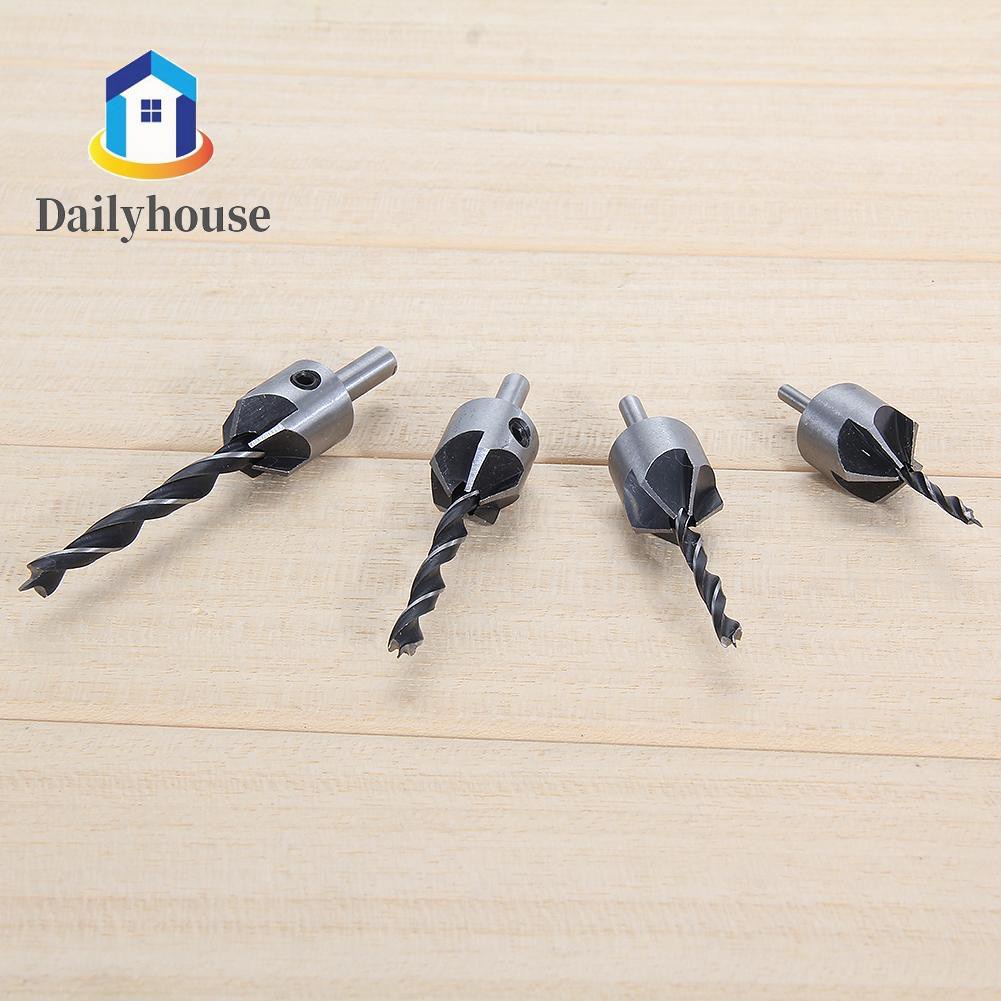 4pcs/7pcs HSS 5Flute Countersink Drill Bit Set Screw Woodworking Chamfer Tool	