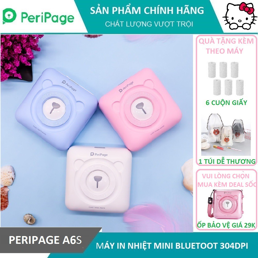 ✹❦☍❤ Dễ thương Máy in nhiệt mini bluetooth peripage A6 Q7 không dây bỏ túi ảnh du lịch lấy ngay poooli l1, l2