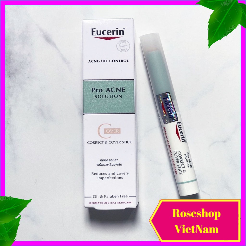 ✅Bút Che Khuyết Điểm Eucerin  Pro Acne Correct & Cover Stick 2g - Proacne Kem Che Giảm Mụn và Vết Thâm. RSVN SP67