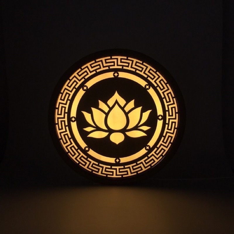 Hào quang thờ Phật treo tường - Hào quang đèn thờ cúng - Tranh đèn trang trí phòng thờ, phòng khách, tượng Phật