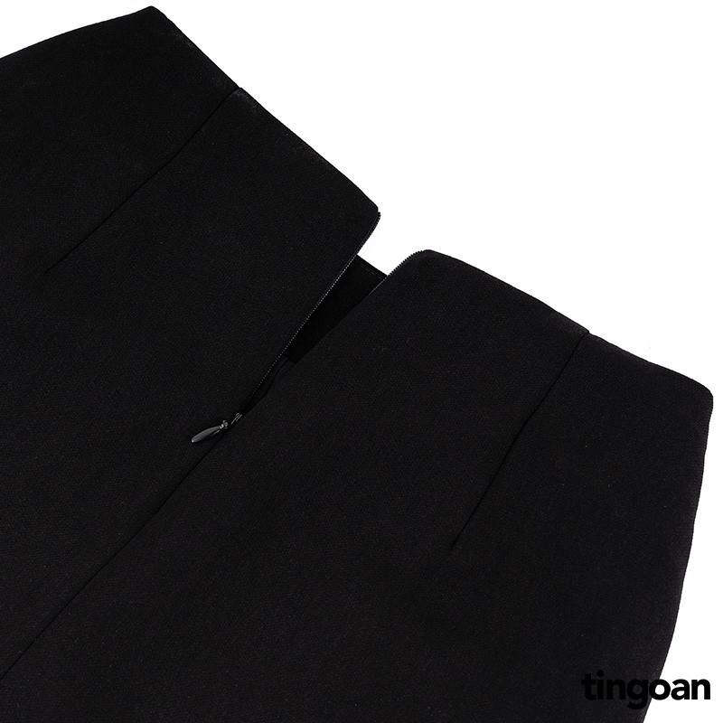 TINGOAN®  - Chân váy dài cạp cao xếp ly mỏng xuyên thấu 2 tầng tingoan SAY MY NAME SWEETIE SKIRT/BL