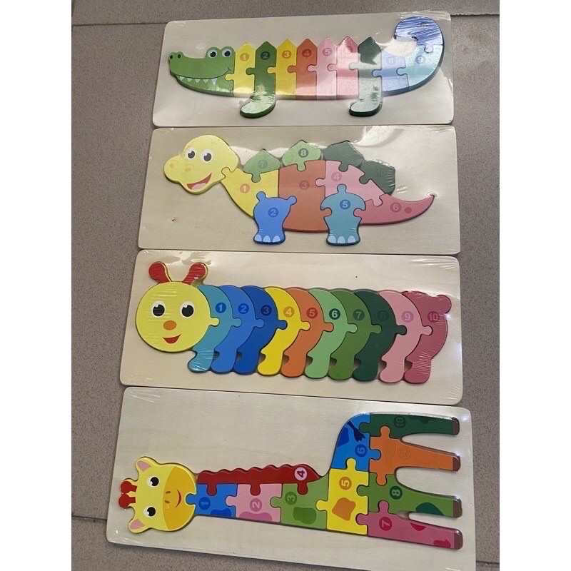 Tranh ghép gỗ con vật nối số từ 1 - 10 cho bé
