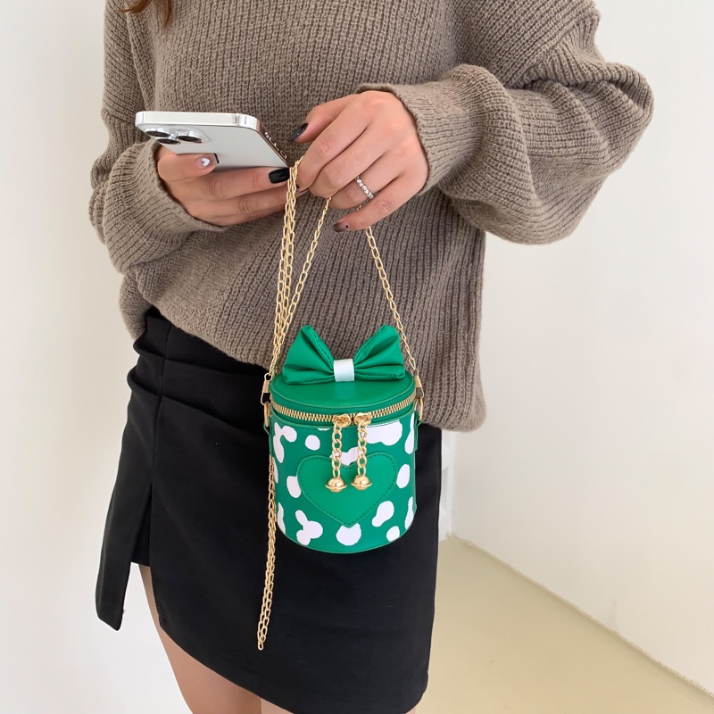 Túi Xách Đeo Vai Hình Trụ Cỡ Nhỏ Phối Dây Xích Thời Trang 2022 Cho Nữ