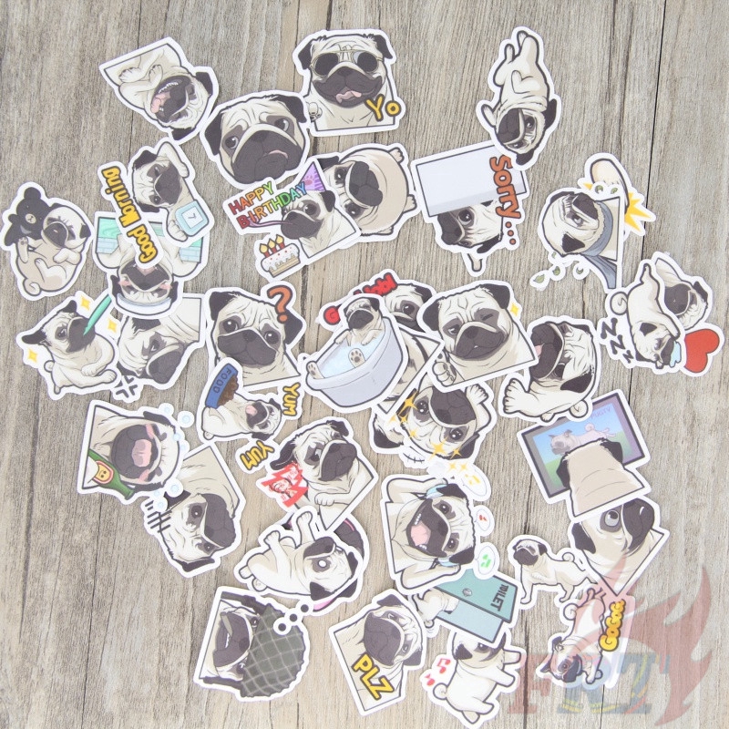 ❀ Pug Diary Giấy và decal dán tường ❀ 40Pcs/set Kawaii Dogs Album Scrapbooks Mixed DIY Decor Stickers GZ06740