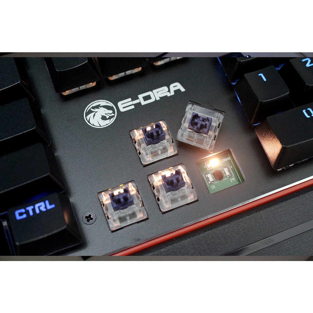 Bàn phím cơ Gaming E-DRA EK300 - Blue switch - Chống nước tuyệt đối - Có kê tay - Led 7 màu - BH 24 tháng