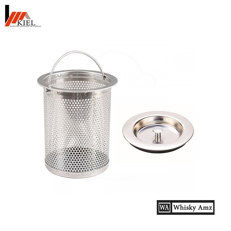 ♥️Free ship♥️ Combo Rọ lọc rác+ nắp đậy bồn rửa bát dày đẹp inox 304 màu trắng bạc