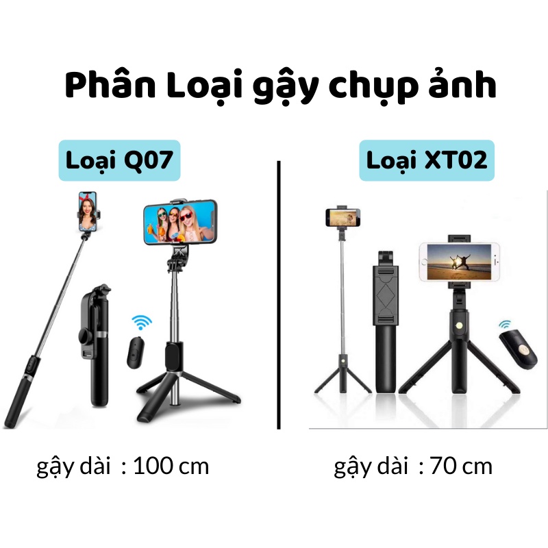 Gậy chụp ảnh tự sướng bluetooth XT02S có đèn LED trợ sáng tích hợp live steam học online chân đế tripod 3 chức năng