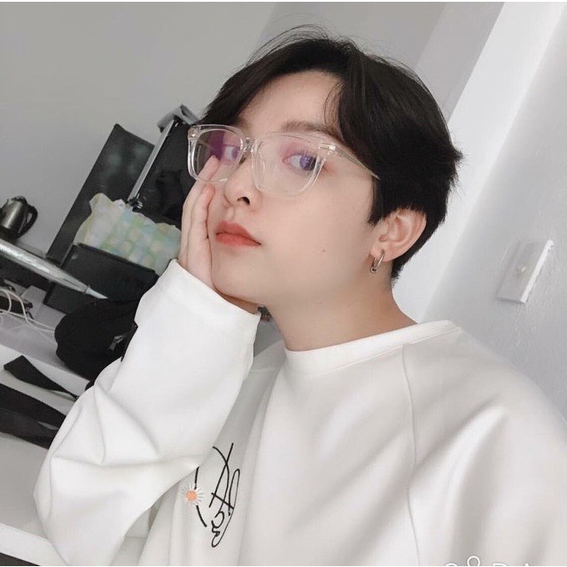 Kính Form vuông Nam Nữ k25 tròng trắng nhỏ xinh Chất liệu nhựa hàn quốc