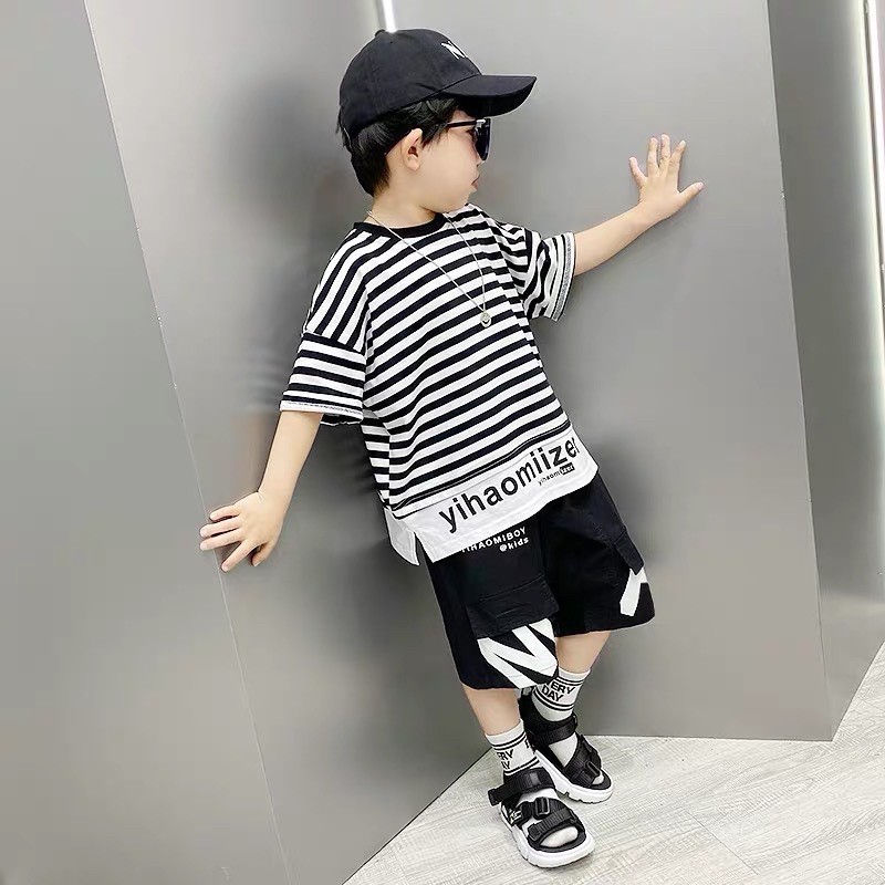 Bộ kẻ cotton cho bé từ 10-35kg❤phong cách hip hop❤️