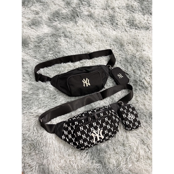 Túi Bao tử , Túi đeo chéo m.l.b B438 MLB NY MONOGRAM WAIST BAG BLACK