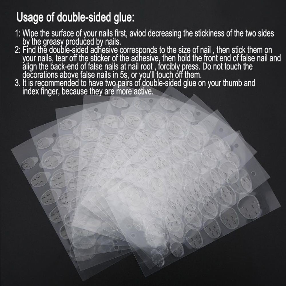 Bộ 10 tấm 120 miếng dán 2 mặt dành cho móng tay giả