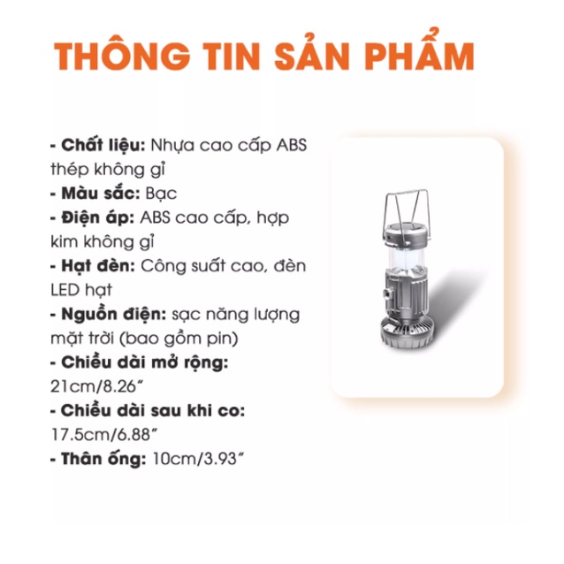 Đèn Quạt Năng Lượng Mặt Trời, Đèn Camping Đa Năng 3 Trong 1, Tích Hợp Quạt Kiêm Sạc Dự Phòng Tiện Dụng