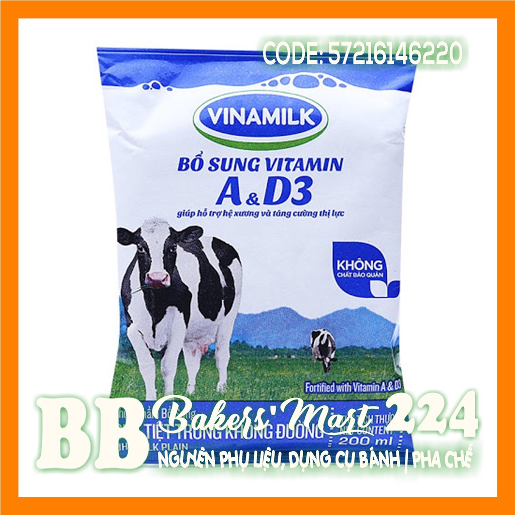 RẺ VÔ ĐỊCH  Sữa tươi VINAMILK tiệt trùng KHÔNG ĐƯỜNG - Gói 220ml